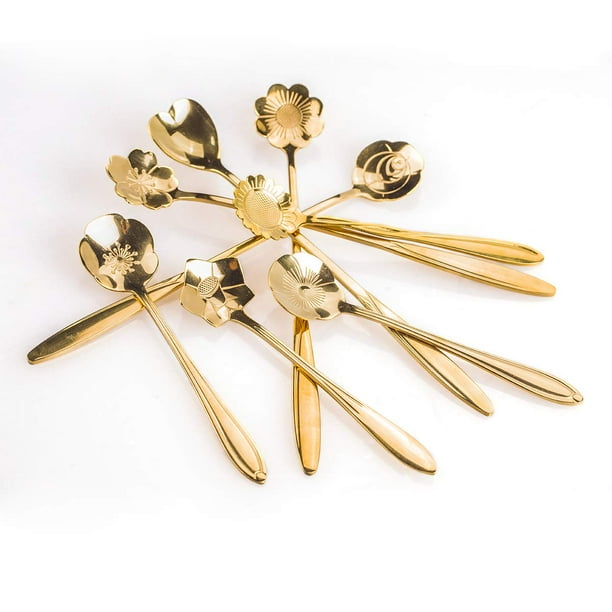 Set of 8 IronBuddy Flower Spoon Set Stainless Steel Colorful Spoons Coffee Spoon Tea Spoon Sugar Spoon Mixing Spoon Stirring Spoon Set of 8 IronBuddy Flower Spoon Set Stainless Steel Colorful Spoons Coffee Spoon Tea Spoon Sugar Spoon Mixing Spoon Stirring Spoon